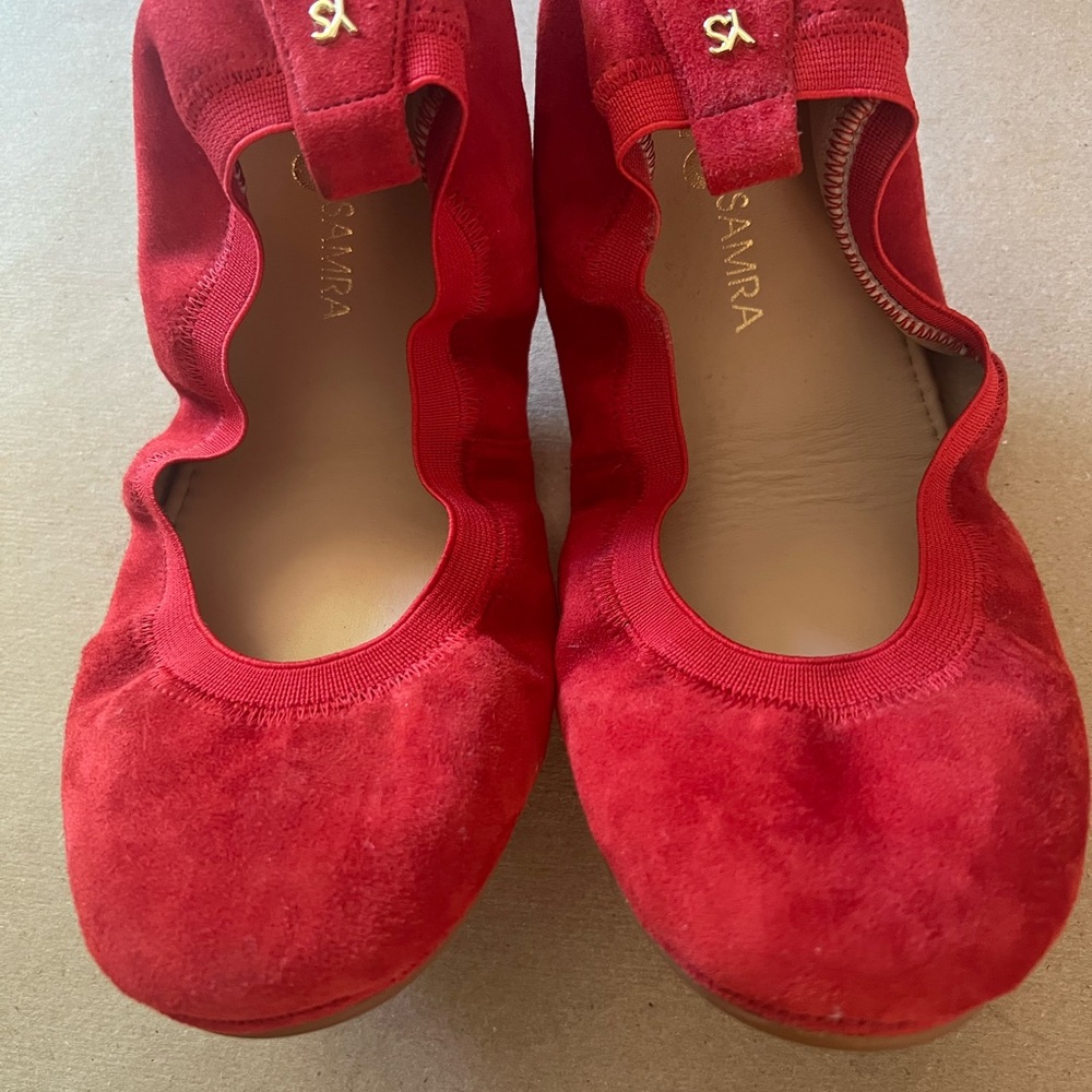Women's Red Suede Ballet Flats - Size 9